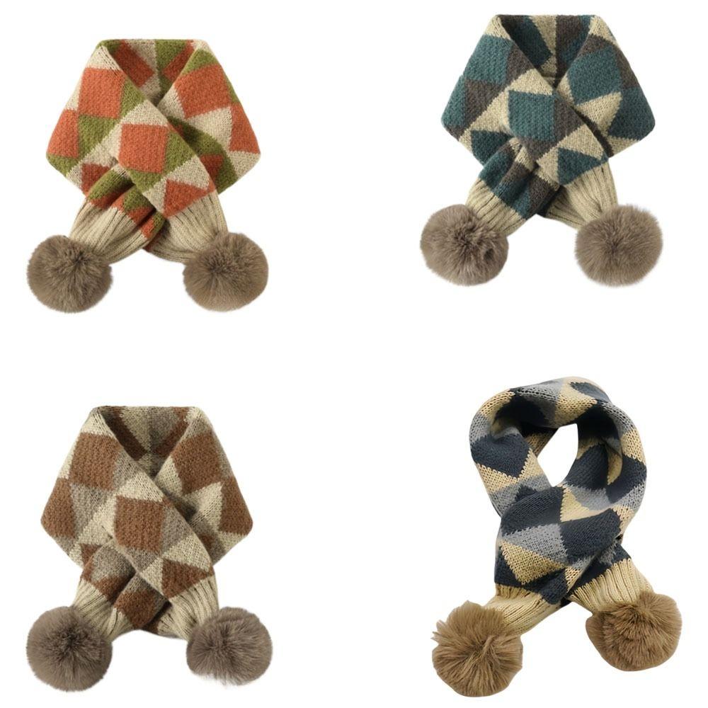 Cartoon Bib Boys Girls Knitting Scarf Thickening Children Kids Winter Scarves Autumn Winter