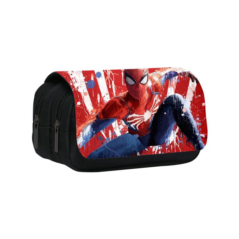 Spiderman Cartoon Style Nylon Pencil Organizer With Multiple Compartments For School Supplies