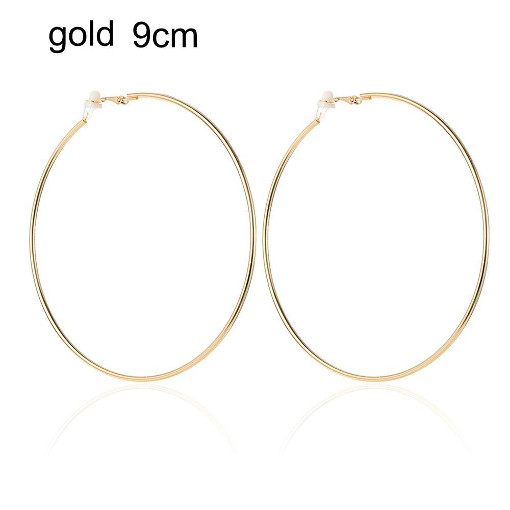 Пара ювелирных изделий золото серебро черный женская мода большой круг клипса на ухо без пирсинга серьги кольца