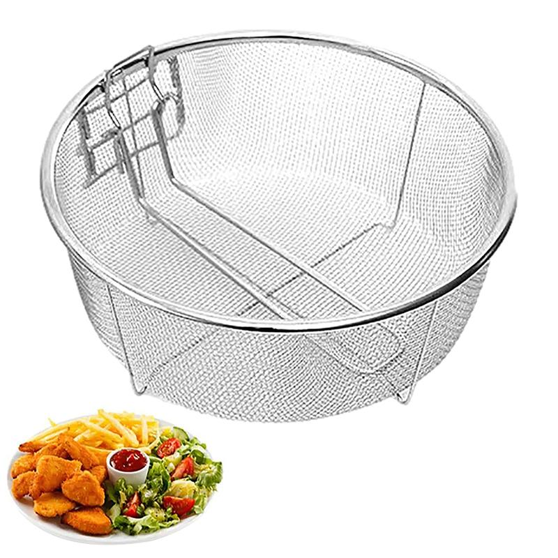 French Fries Basket Stainless Steel Fry Baskets With Handle Deep Fryer Strainer Blanching Basket Deep Fryer Skimmer
