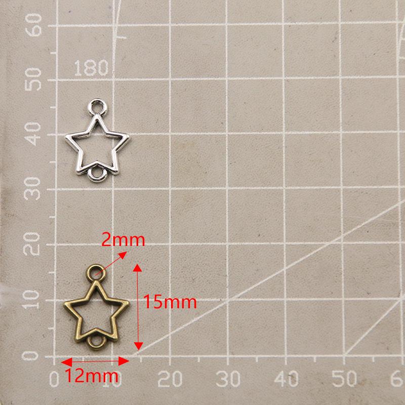 Изысканный сплав ретро полая звезда соединительный брелок - 2 цвета, 12x15 мм, хит продаж DIY ювелирный аксессуар