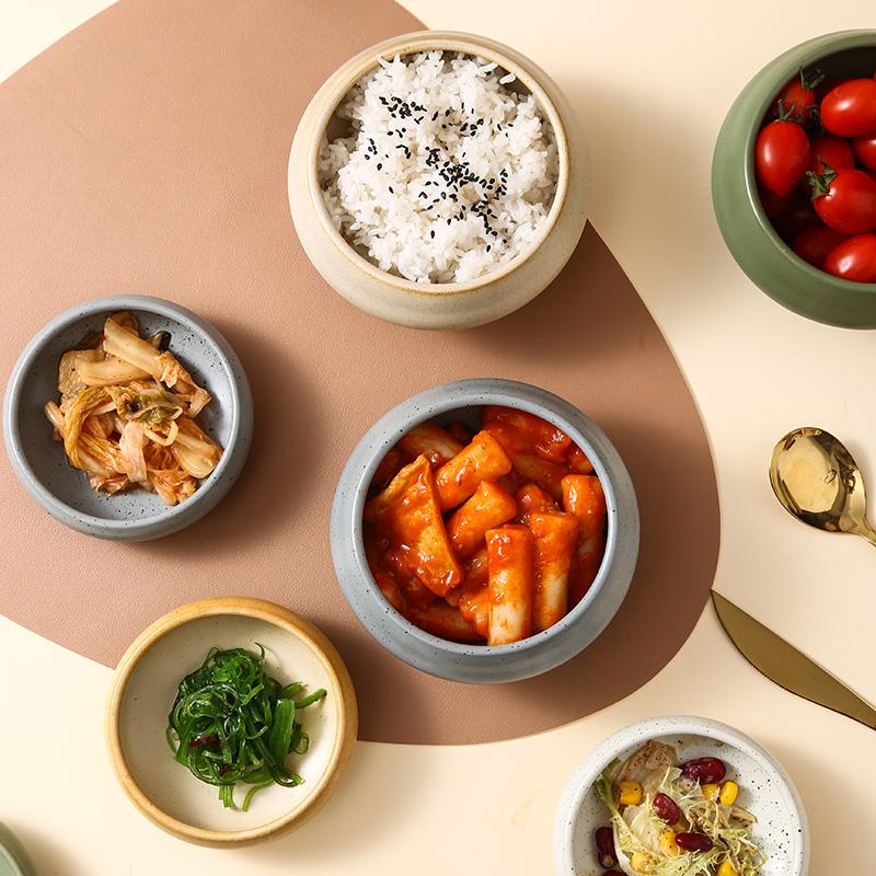 Japanese Vintage Stoneware Bowl Creative Tall Fruit Dishes Ceramic Rice Salad Dessert Bowl Kitchen Spice Plate Kitchen Tableware