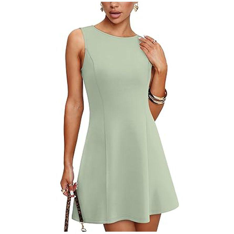 Женское мини-платье без рукавов с круглым вырезом для клубной вечеринки