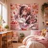 Cute Maid Anime Tapestry Kawaii Aesthetic Wall Hanging Sweet Cartoon Bedroom Dorm Girl Decor