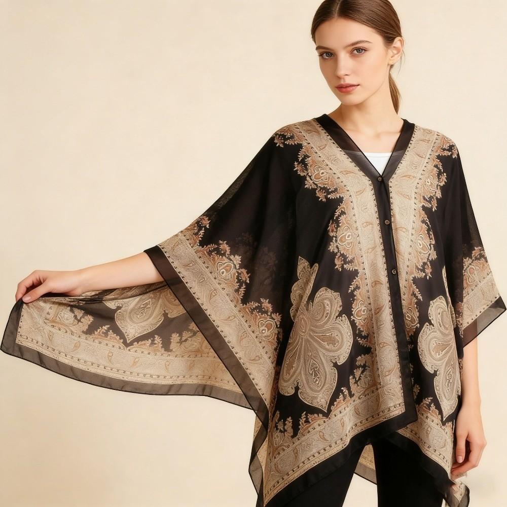 Long Sunscreen Thin Large Scarf Breathable Seaside Vacation Cloak Big Printed Flower Shawl Beach