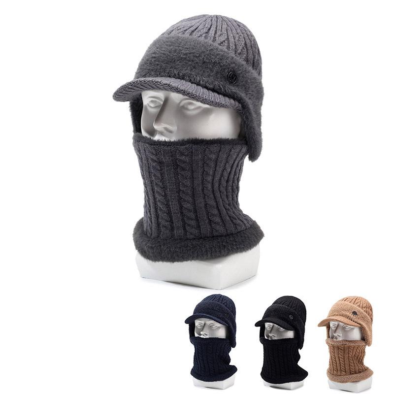 Шапка для старика, мужская зимняя теплая вязаная шерстяная шапка для пожилых отцов, зимняя бархатная шапка-ушанка