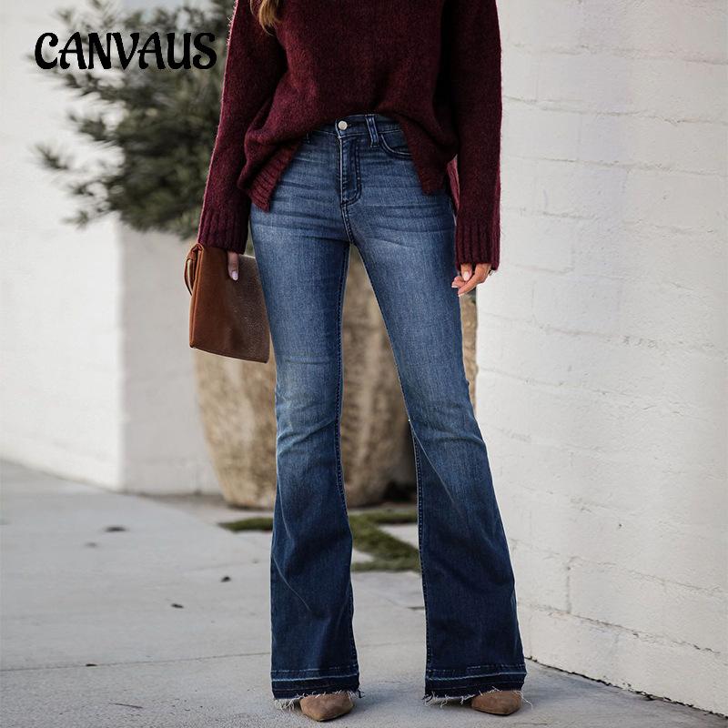 Весенне-осенне-летние женские джинсы, модные брюки, узкие эластичные расклешенные брюки с необработанными краями