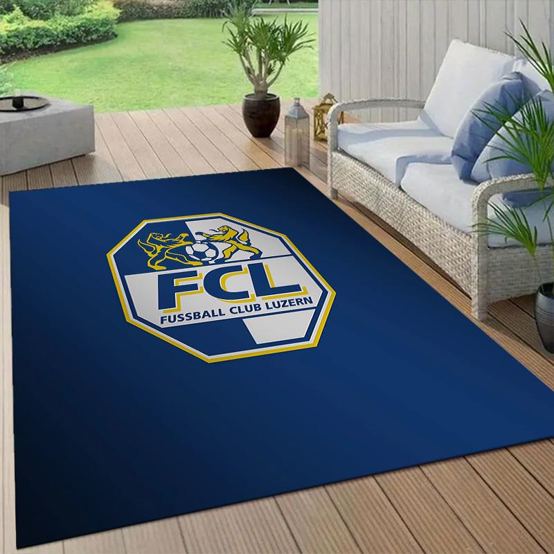 FC Luzern Flannel Pattern Square Carpet,Area Rug,Carpet Rug for Living Room Bedroom Sofa Playroom Decor,Non-slip Floor Mat