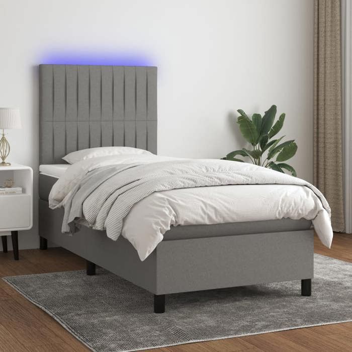 VidaXL Bed Slatted Base with Mattress and LEDs, Upholstered Bed, Single Bed, Adult Bed for Interior Bedroom, 3134998