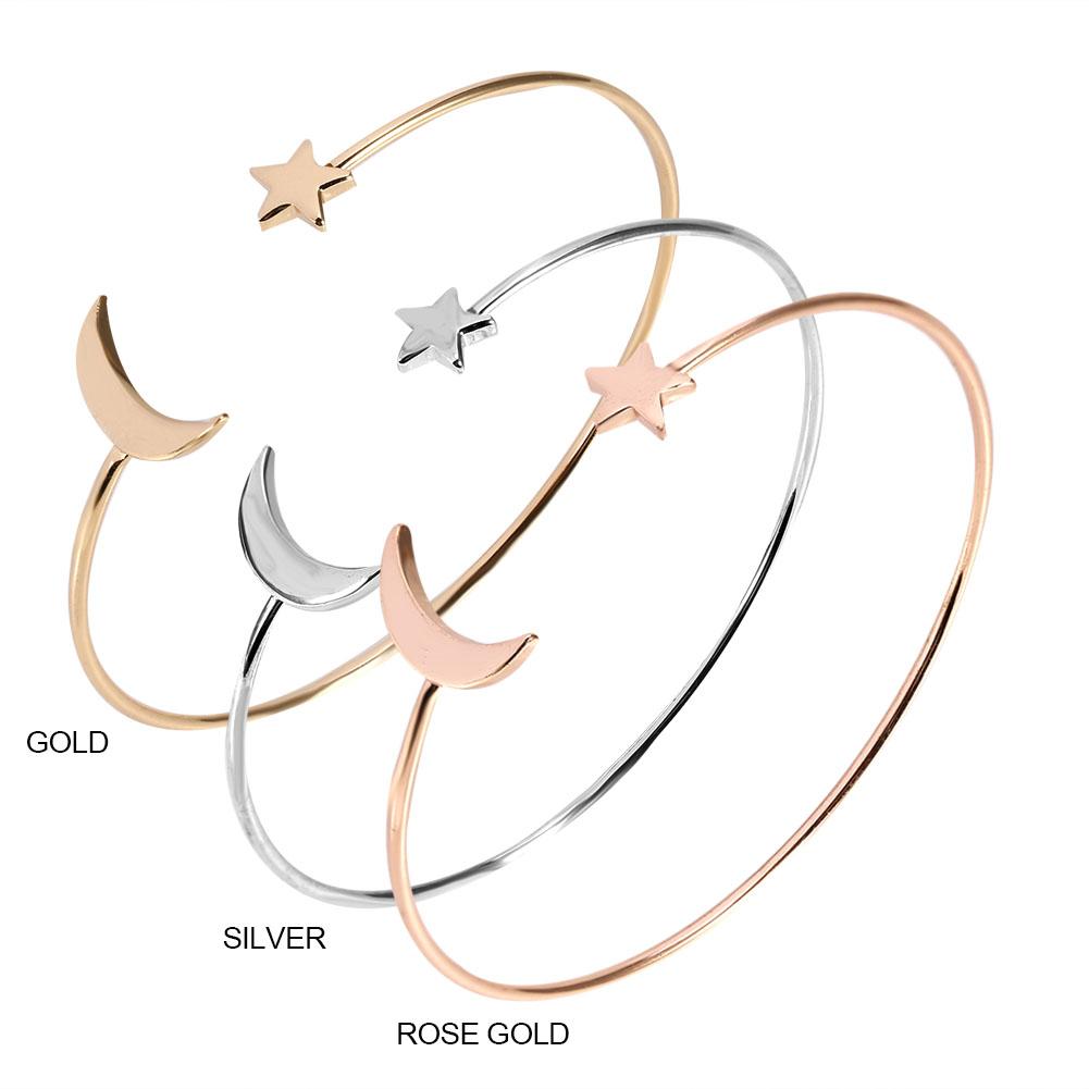 3 цвета женский открытый браслет медное покрытие браслет с украшением в виде лунной звезды