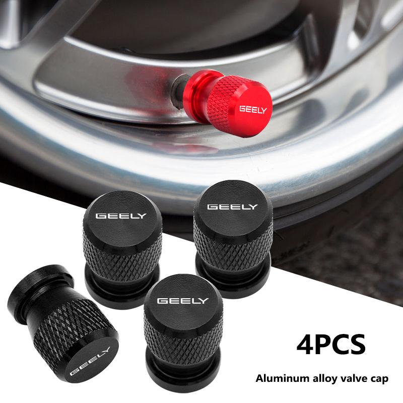 4Pcs Car Wheel Tire Valve Caps Tyre Stem Covers Airdust Waterproof For GEELY coolray Starray emgrand emgrand tugella Car Decor
