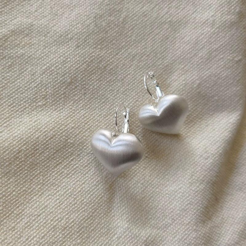 ANENJERY Серьги-кольца в форме сердца из матового стекла для женщин, нишевый дизайн, сладкий темперамент, украшения для вечеринок, подарки, свадьба