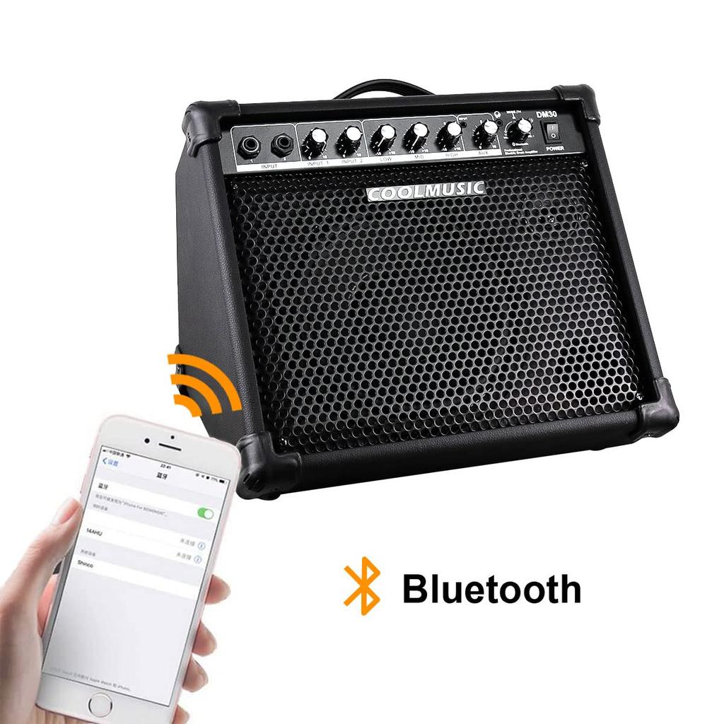 Coolmusic DM30 AMP 30 Вт электронный барабанный усилитель клавишный усилитель с входом Aux и 2 3-полосным эквалайзером и выходом DI BT, входы,