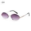 Frameless Rimless Tinted Eyewear Vintage Sunglasses Oval Sunglasses Diamond Cutting Lens Shades