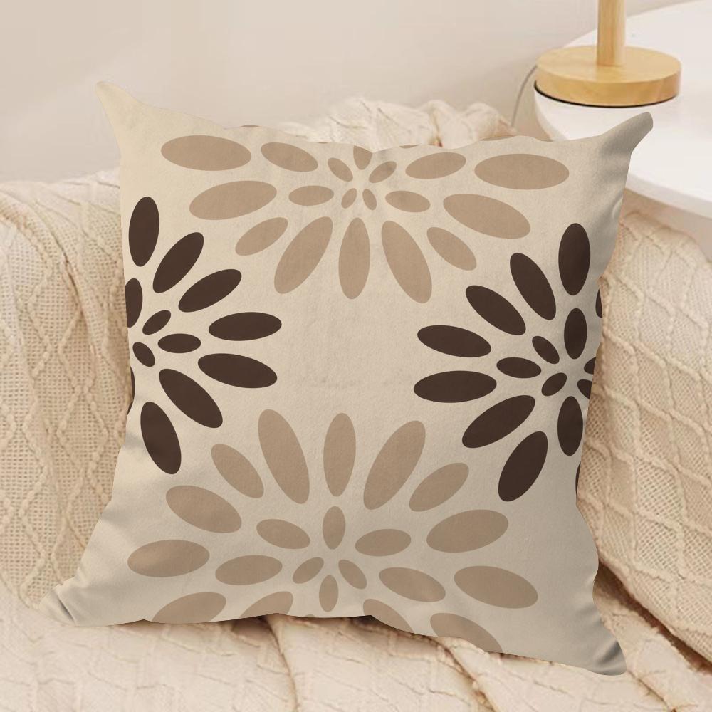 Neutral Floral Pattern Cushion Cover Pillow Case Short Plush Square Throw Pillow Covers Pillowcase Sofa Home Decor Gift