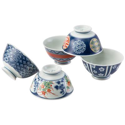 Пиала для риса и чайный набор из хасами-яки с расписной парчой, изготовлено в 20635 году, пиала, примерно. 12см, 5, узор, Япония,