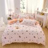 Cute Strawberry and Striped Duvet Cover Cotton Kawaii Bedding Set Soft Reversible Botanical Comforter Cover with 2 Pillowcases