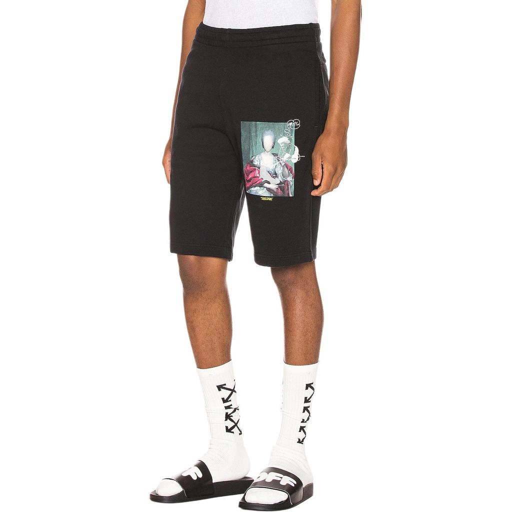 Off-White Повседневные шорты с эластичной резинкой на талии, мужские шорты обычного кроя, черные OMCI006E19E300051088