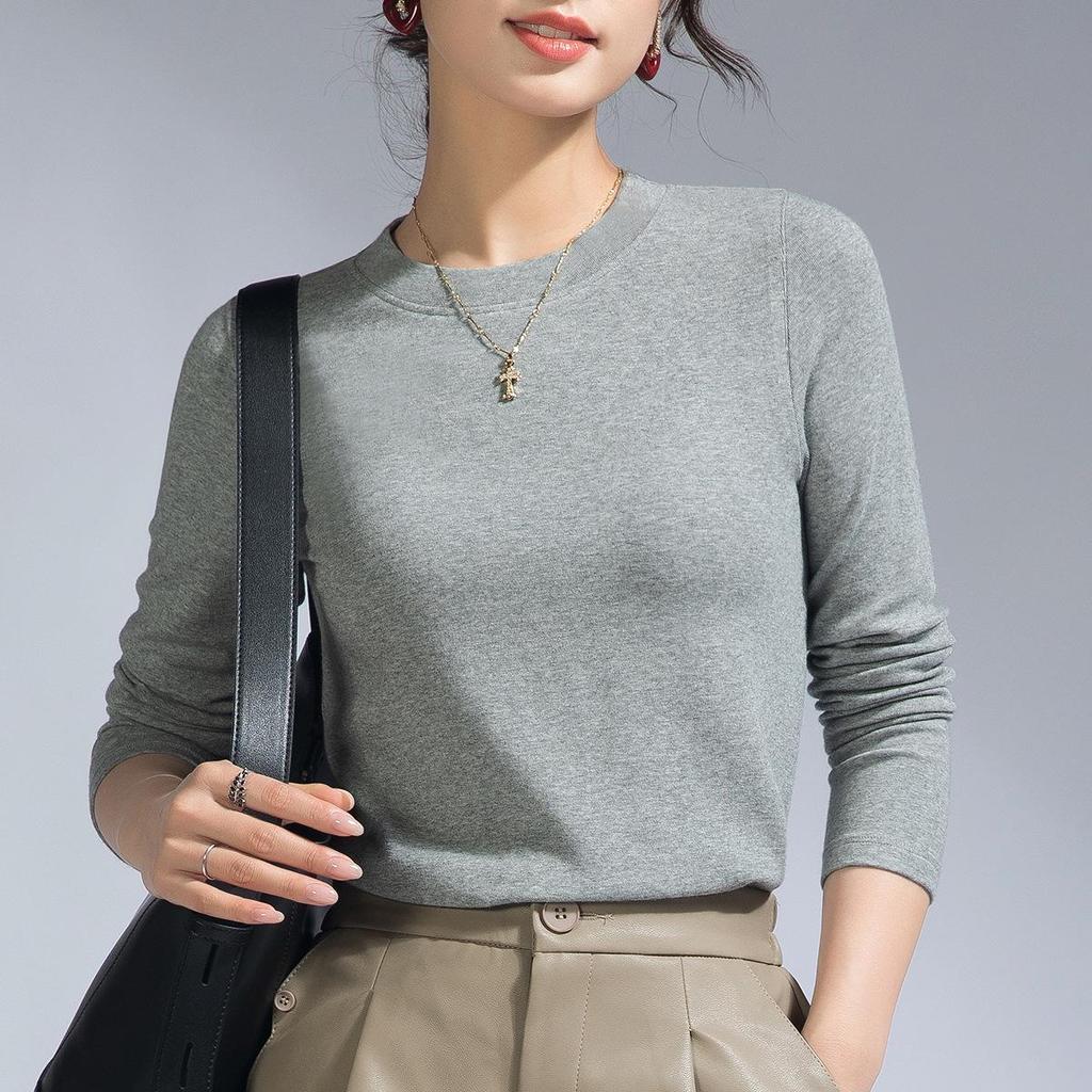 Женский летний базовый слой из мериносовой шерсти: Черная футболка с длинным рукавом, круглым вырезом, облегающего кроя (Коллекция 2025 г.)