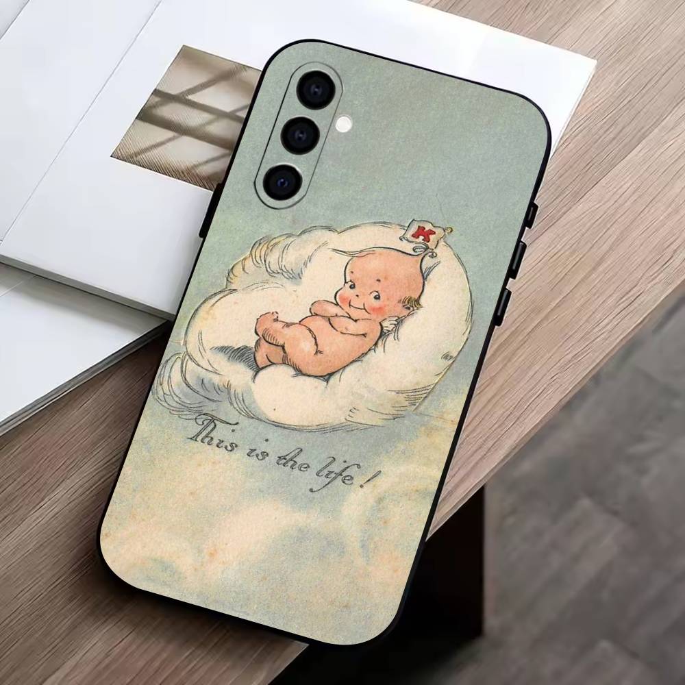 Lovely Kewpie Baby Phone Case Black Silicone Soft For Samsung Galaxy A73,A72,A71,A70,A53,A52,A51
