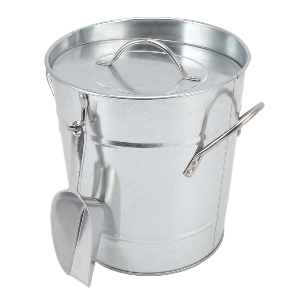 Ice Bucket Round with Ice Shovel Galvanized Sheet Plastic Beer Chiller Bin for Bar Home