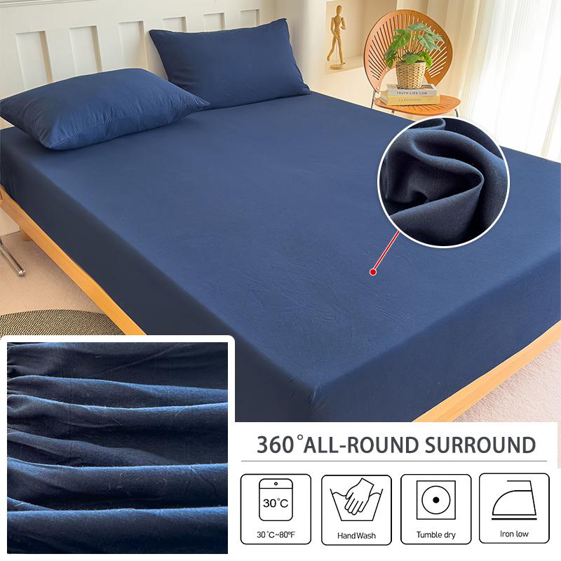 Solid Color Mattress Covers Protector Adjustable Non-slip Bed Fitted Sheet With Elastic Band for Queen King 90/140/160x200