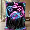 Neon Game Controller Theme blanket Lightweight Warm Flannel Blanket Decorative Throw Blanket for Home Decoration
