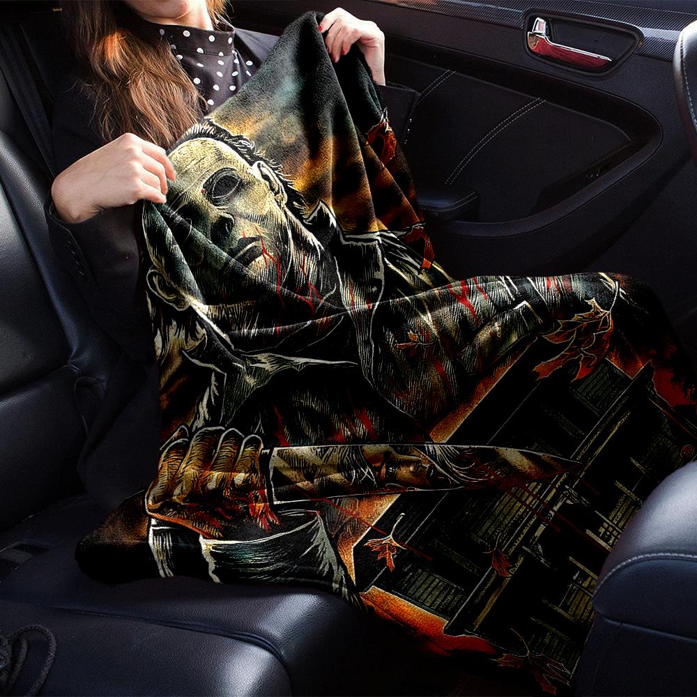 Halloween Horror Poster Blanket Soft Throw Blanket For Home Bedroom Bed Sofa Travel Office Solid Christmas Blanket