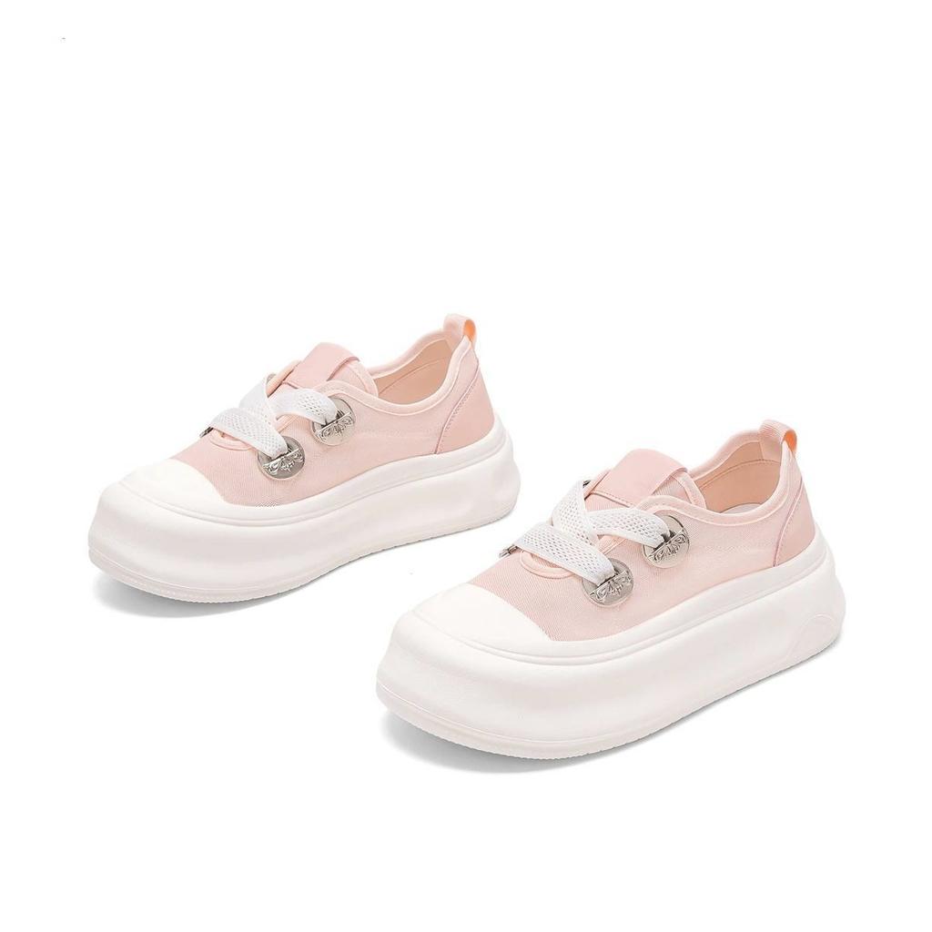 Fashion Casual White Shoes Women's Summer Thick Bottom Lace Up Mesh Breathable All-Matching Casual Sports Board Shoes