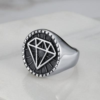 Серебряное кольцо S925, персонализированное модное панк-ретро 3D-кольцо с логотипом в форме сердца и бриллиантами, мужское кольцо с бриллиантами