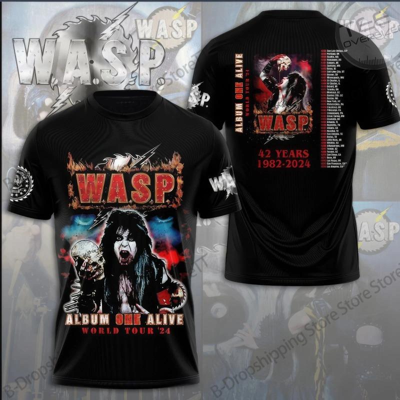 Винтажная футболка WASP Rock Hip Hop 3D-печать Унисекс футболка Весна Ретро Уличная с коротким рукавом Харадзюку Повседневный Американский топ
