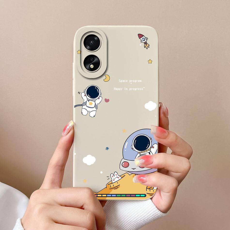 Чехол для Oppo A18 A38 4G Чехол с защитой камеры Крутой Астронавт Жидкий Силикон Мягкие Задние Крышки Для Oppo A 38 A 18 Корпус