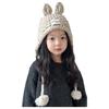 Rabbit Ear Kids Knitted Hat Solid Color Warm Winter Cap Warm Crochet Beanie  Outdoor Winter