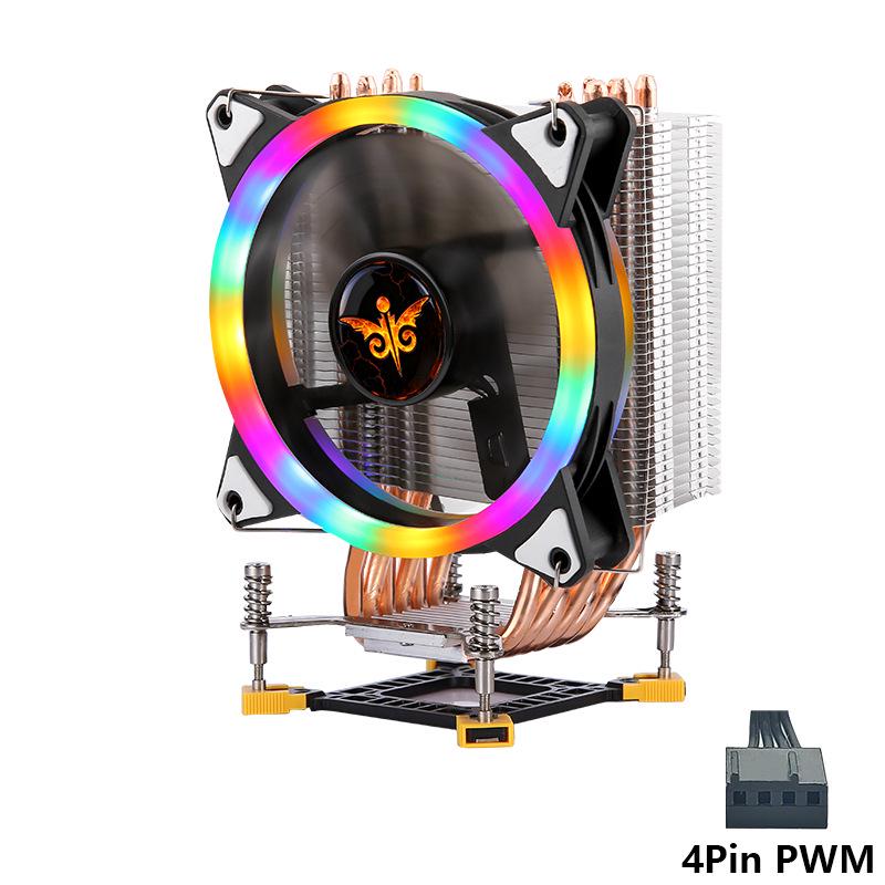 Медный радиатор CPU, 12 см, Мультиплатформенный 1366, 115X, 1700 Pin с Цветным Тихим Вентилятором