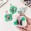1 Inch Sweet Korean Kpop Photocard Holder Acrylic Four-leaf Series ID Card Cover Case Portable Key Ring Schoolbag Pendant