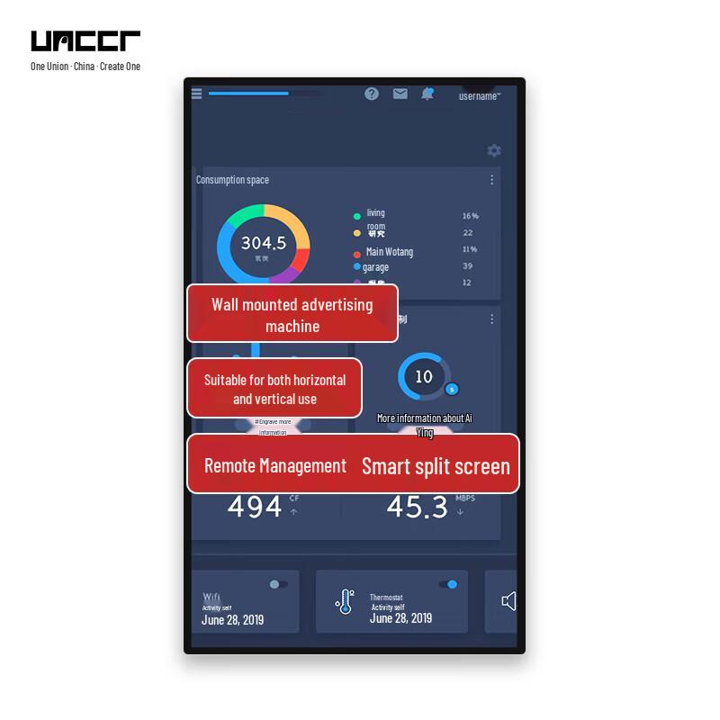 UNCCR 32-дюймовый настенный рекламный дисплей с сенсорным экраном Android, штепсель CN (адаптер в комплекте)