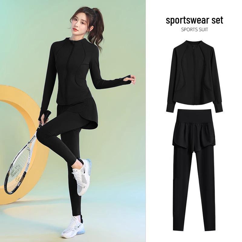Женский комплект для похудения 2025 года для утренней пробежки и йоги - Фитнес-одежда с длинным рукавом и быстрой сушкой