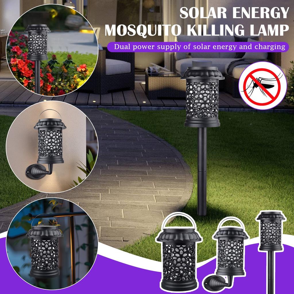 Solar Mosquito Lights Household Physical Electric Mosquito Lamp Outdoor Waterproof Garden Villa Purple Light Mosquito  Lamps