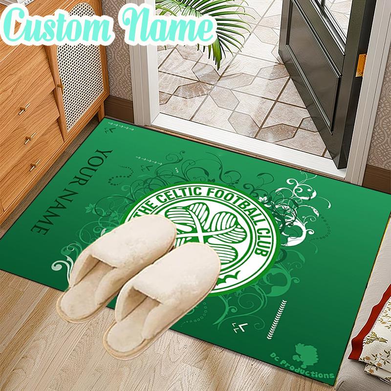 Custom Name Celtic Football Club Crest Rug Office Rug Chair Mat Non Slip Carpet Rugs for Bedrooms Dining Room Living Room Home Decor gifts