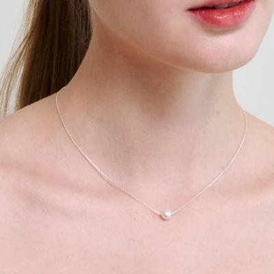 NUOY [Серебро 925] Блестящее Белое Жемчужное Ожерелье
