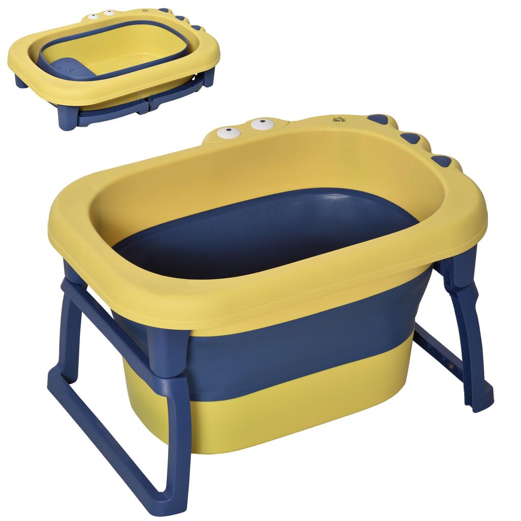 Foldable Baby Bathtub, Portable, Non-Slip Legs, 75.3x55.4x43 cm, Yellow/Blue
