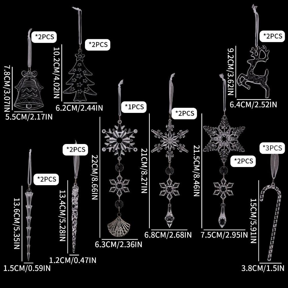 Transparent Acrylic Snowflake Pendant Decorations Icicle Ornaments Set Wedding Decor