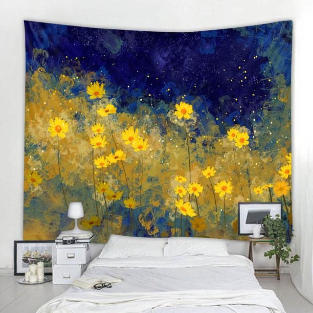Пейзажная иллюстрация гобелен звездное небо за окном настенный висит богемный хиппи украшение дома простыня с принтом