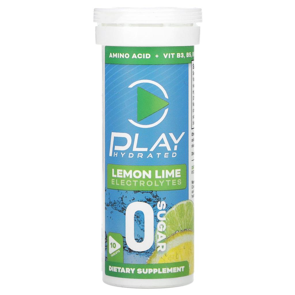 Play Hydrated Electrolytes, Lemon Lime, 10 Tablets