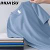 IHUASU Хлопковая футболка с коротким рукавом, мужская модная свободная рубашка с половиной рукава, сострадательная рубашка с принтом