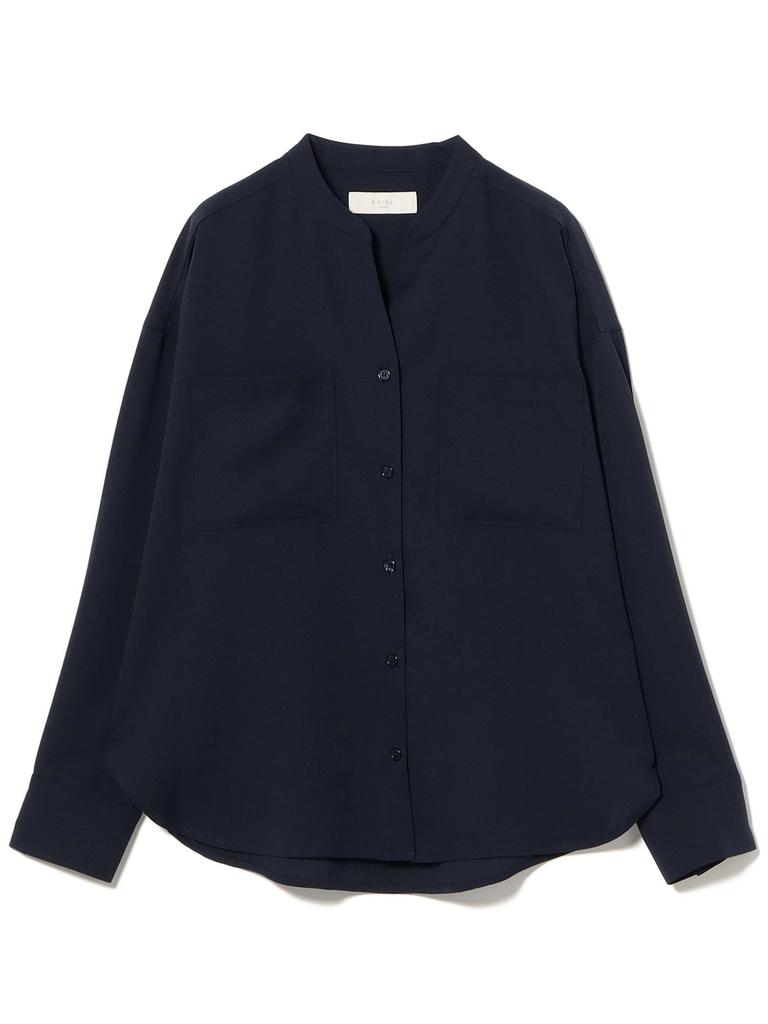 B:MING LIFE STORE by BEAMS Women's Washable Drape Shirt Blouse (Sizes S-M) Navy