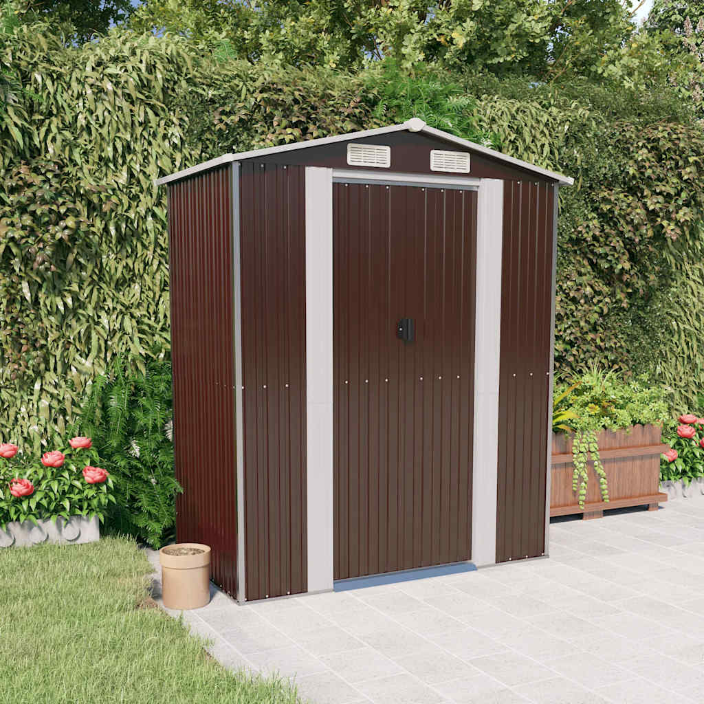 Garden Shed Dark Brown 192x108x223 cm Galvanized Steel