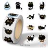 500Pcs/Roll Q Funny Black Cats Kids Rewards Stickers - DIY Scrapbooks Album Decor Sealing Label Decals