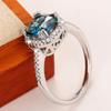 Классические женские кольца Huitan в форме подушки с синим кубическим цирконием, элегантные аксессуары для пальцев на годовщину свадьбы для леди, ювелирные изделия