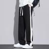 Мужские повседневные брюки широкого кроя с контрастными черными и белыми вставками и шнурком - модная, универсальная спортивная одежда